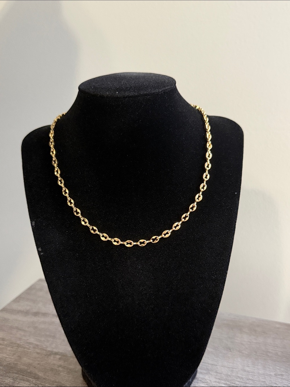 gold plated stainless steel round link chain necklace - Picture 3 of 4